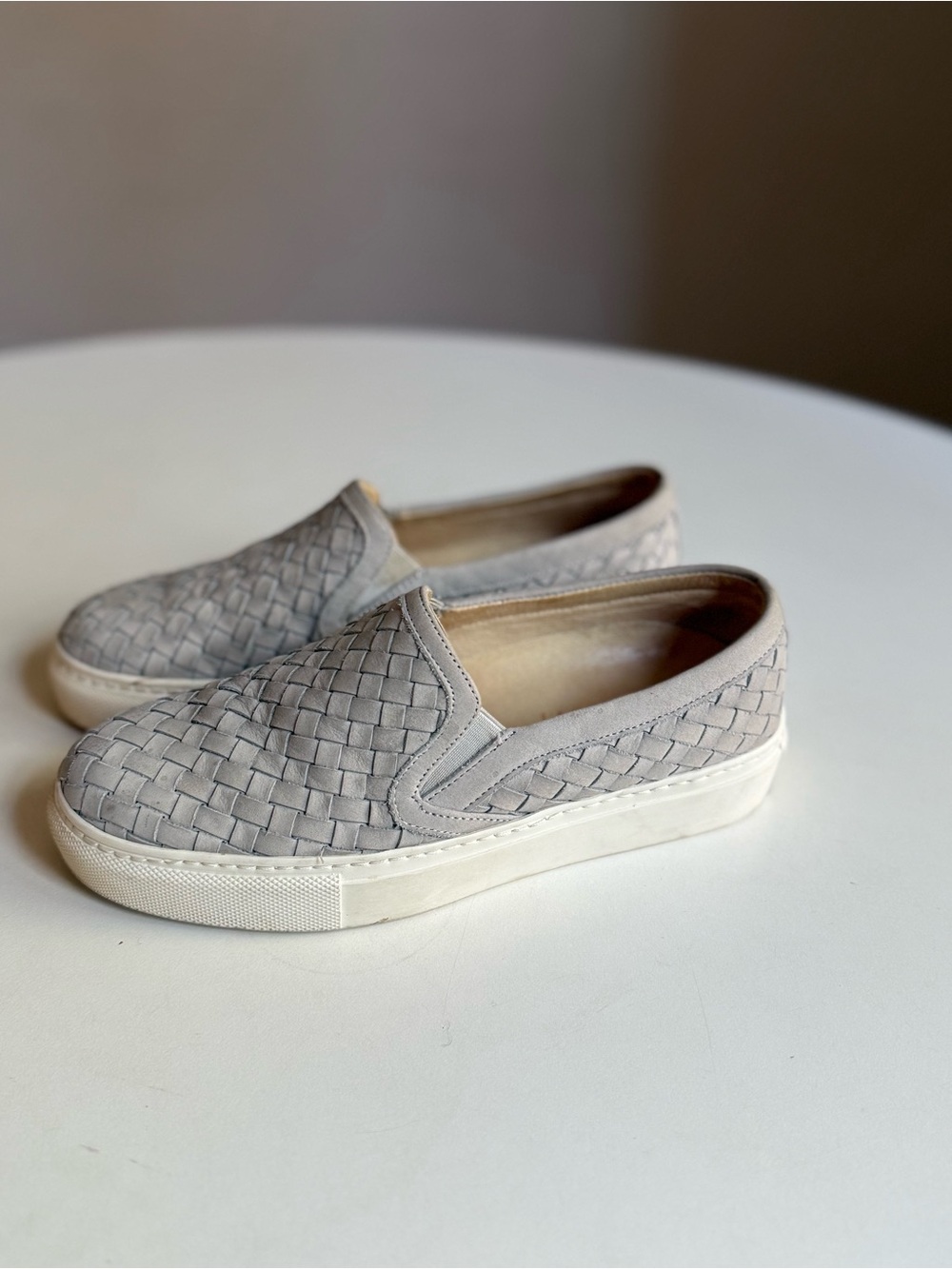 M.Gemi Slip-On Sneakers Loafers Leather Made in Italy Size 35 Women’s Gray Woven